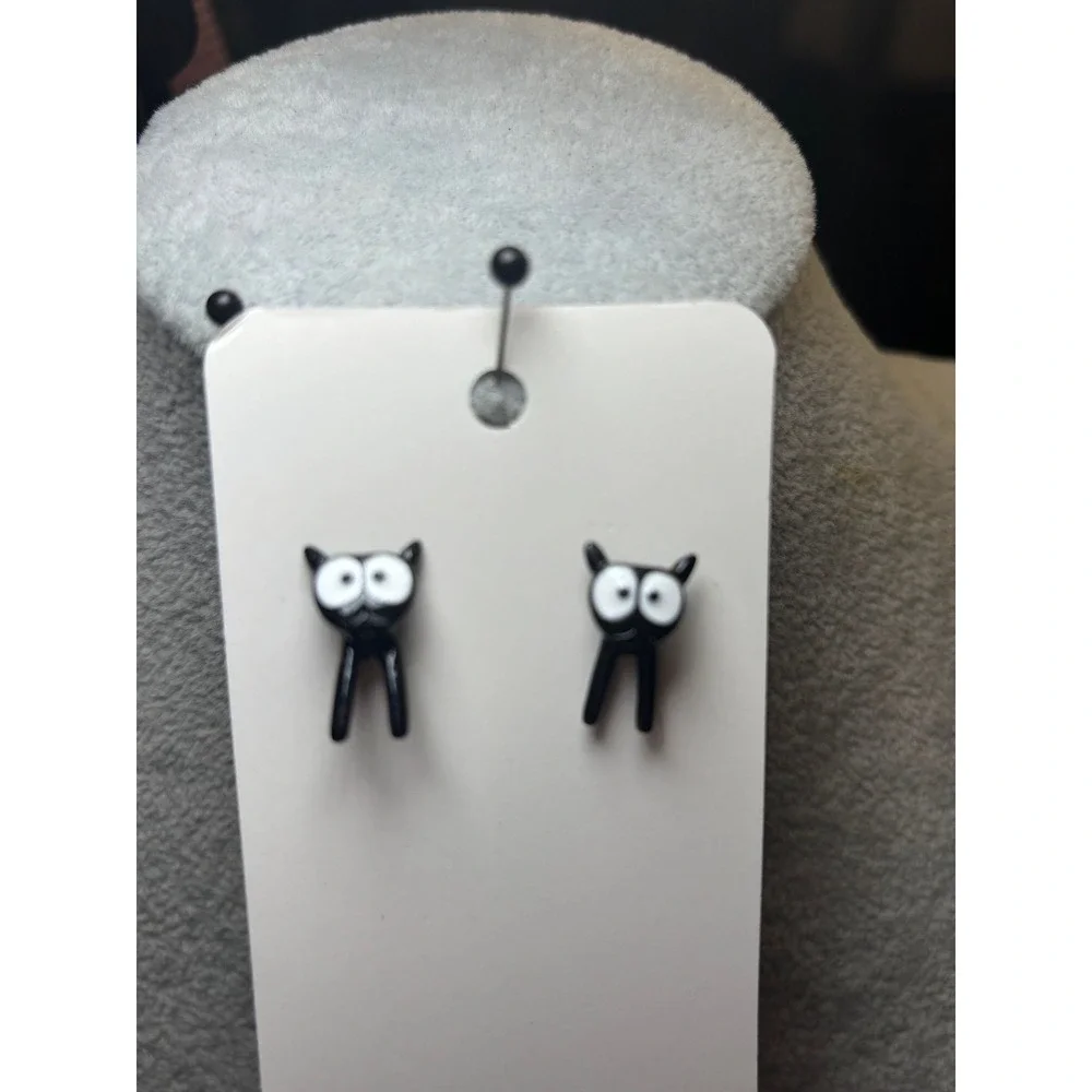 #47. Black Cat 3-D Earrings